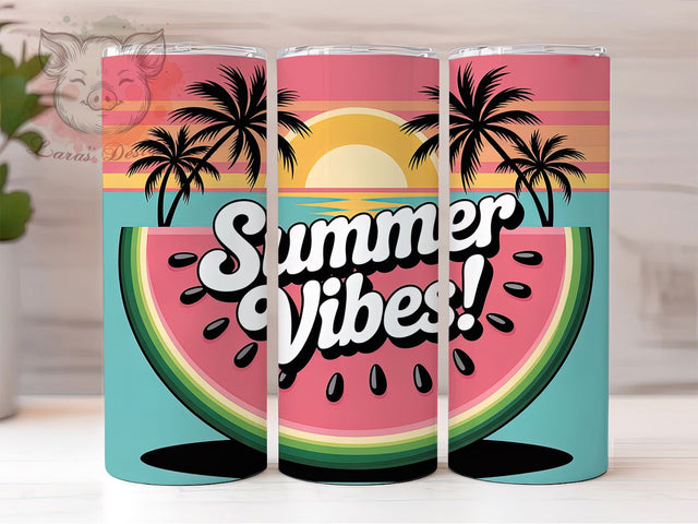 Summer Vibes Watermelon 20oz Tumbler Wrap, Watermelon Slice Sublimation, Tropical Vacation PNG, 20oz Tumbler Wrap, Fruit Summer Lifestyle Design, Beach Holiday Sublimation, Pastel Tropical Wrap Sublimation Lara' s Designs 