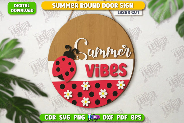 Summer Wall Sign Laser Cut | Summer Vibe | Porch Decor | CNC File SVG The T Store Design 