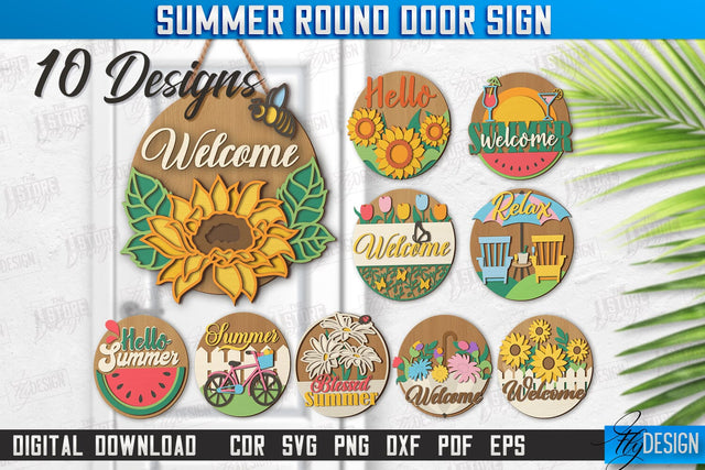 Summer Wall Signs Laser Cut Bundle | Summer Vibe | Porch Decor | CNC Files SVG Fly Design 