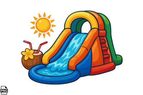 Summer Water Slide PNG Clipart Bundle Printable File Sublimation Creativedesigntee 