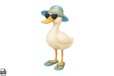 Summer Watercolor Duck PNG Clipart Bundle Printable File Sublimation Creativedesigntee 