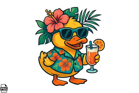 Summer Watercolor Duck PNG Clipart Bundle Printable File Sublimation Creativedesigntee 