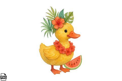 Summer Watercolor Duck PNG Clipart Bundle Printable File Sublimation Creativedesigntee 