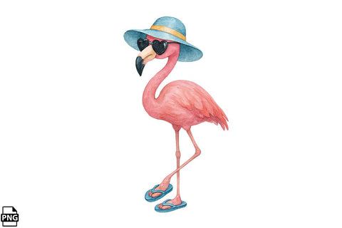 Summer Watercolor Flamingo PNG Clipart Bundle Printable File Sublimation Creativedesigntee 