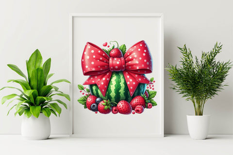 Summer Watermelon Coquette Bow Sublimation Clipart Bundle Sublimation SVGArt 