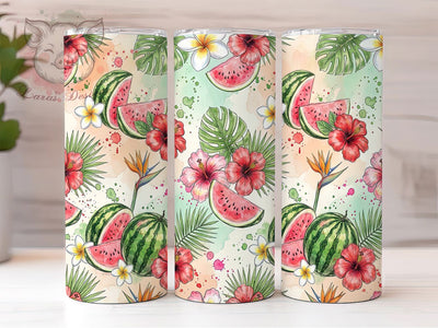 Summer Watermelon Hibiscus 20oz Tumbler, Summer Watermelon Hibiscus, 20oz Tumbler Wrap, Sublimation Design, Cute Watermelon PNG, Summer Tumbler Wrap, Hibiscus Tumbler Design, Digital Download Sublimation Lara' s Designs 
