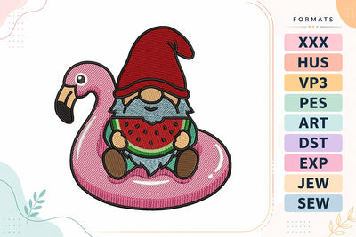 Summer Watermelon Pool Gnome Machine Embroidery Design Embroidery/Applique DESIGNS sg embroidery 