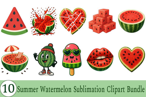 Summer Watermelon Sublimation Clipart Bundle Printable File Sublimation Creativedesigntee 
