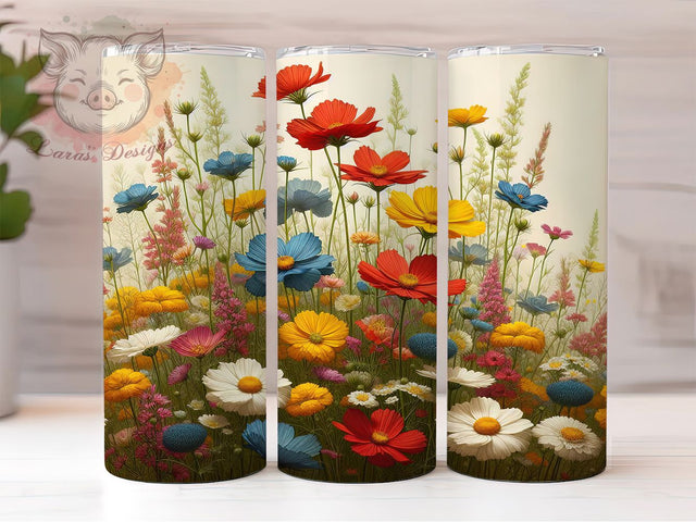 Summer Wildflower Floral Tumbler, Summer Flowers Wrap, Elegant Nature Cup, 20oz Sublimation Wrap, Stylish Summer Floral Tumbler, Artistic Wildflower Design Cup, Botanical Summer Theme Wrap Sublimation Lara' s Designs 