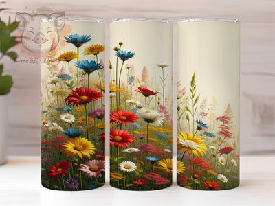 Summer Wildflower Floral Tumbler, Summer Flowers Wrap, Elegant Nature Cup, 20oz Sublimation Wrap, Stylish Summer Floral Tumbler, Artistic Wildflower Design Cup, Botanical Summer Theme Wrap Sublimation Lara' s Designs 