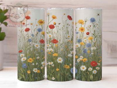 Summer Wildflower Floral Tumbler, Summer Flowers Wrap, Elegant Nature Cup, 20oz Sublimation Wrap, Stylish Summer Floral Tumbler, Artistic Wildflower Design Cup, Botanical Summer Theme Wrap Sublimation Lara' s Designs 