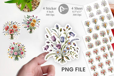 Summer Wildflower Watercolor Sticker Sublimation artnoy 