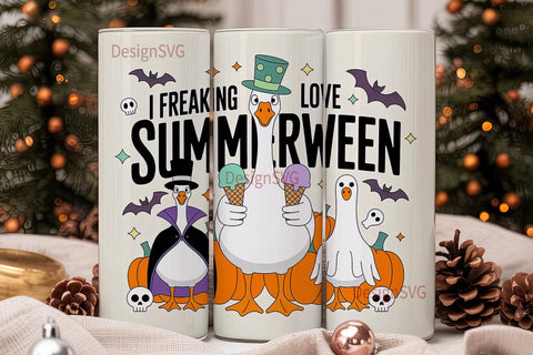 Summerween Geese 20oz Tumbler Wrap Sublimation DesignSVG 