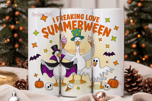 Summerween Geese 20oz Tumbler Wrap Sublimation DesignSVG 