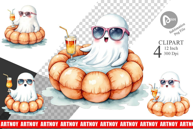 Summerween Ghosts Clipart Sublimation artnoy 