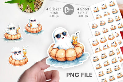 Summerween Ghosts Sticker Sublimation artnoy 