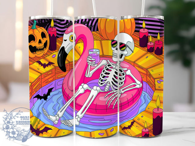 Summerween Skeleton Halloween Tumbler, Halloween Skeleton, Summer Halloween, Skeleton Tumbler, 20oz Tumbler Wrap, Sublimation Design, Skinny Tumbler Png Sublimation ToriDesigns 