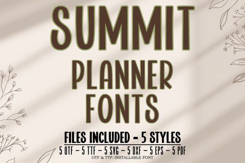 Summit Planner Font Bundle | Modern Serif Font Duo | 5 Styles Regular, Bold, Line, Outline & Italic | OTF TTF SVG Fonts for Cricut & Canva SVG TonisArtStudio 