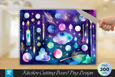 Sun and Clouds on a Dark Blue Cutting Board Sublimation Regulrcrative 