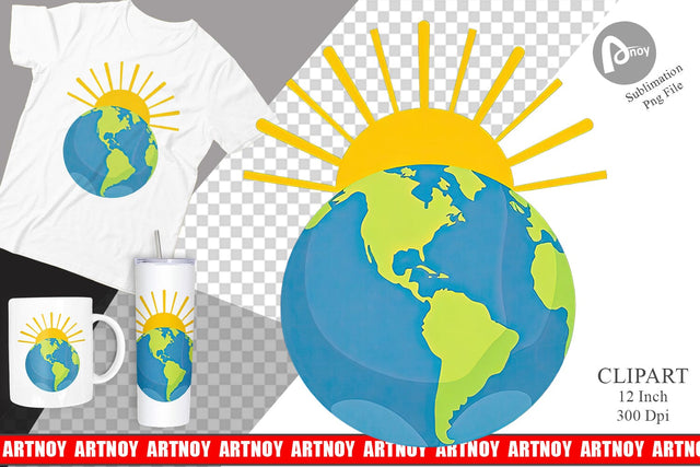 Sun and Earth Clipart Sublimation artnoy 