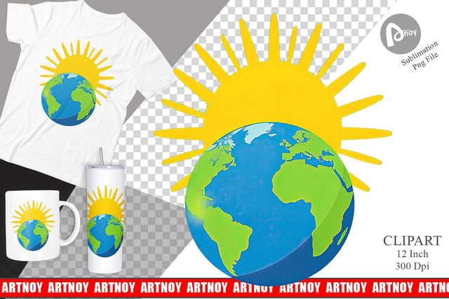 Sun and Earth Clipart Sublimation artnoy 