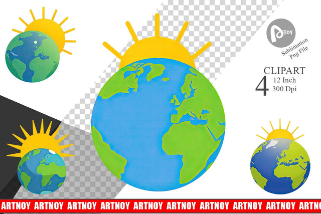 Sun and Earth Clipart Sublimation artnoy 