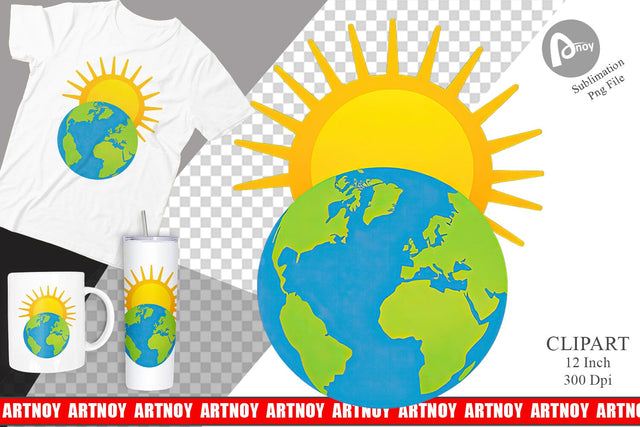 Sun and Earth Clipart Sublimation artnoy 