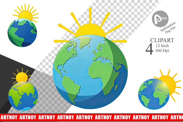 Sun and Earth Clipart Sublimation artnoy 