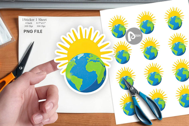 Sun and Earth Sticker Sublimation artnoy 