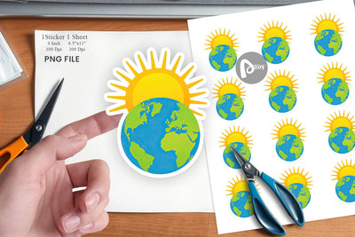 Sun and Earth Sticker Sublimation artnoy 