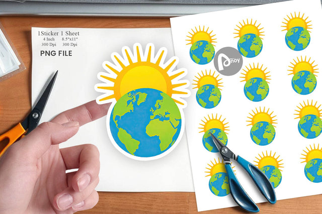 Sun and Earth Sticker Sublimation artnoy 