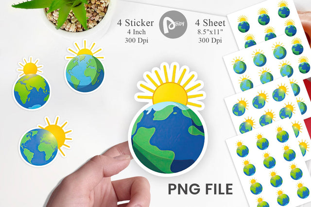 Sun and Earth Sticker Sublimation artnoy 