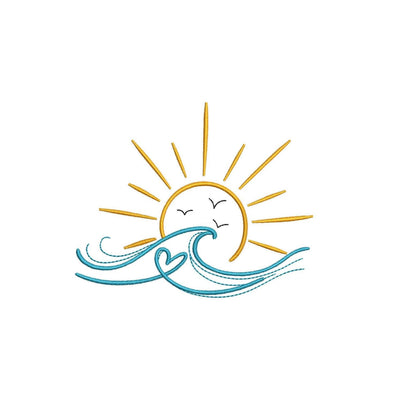 Sun and Heart Wave Machine embroidery design, 5 sizes, Instant download Embroidery/Applique DESIGNS Nino Nadaraia 