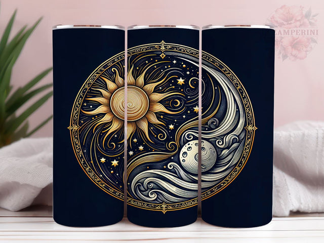 Sun And Moon Boho 20oz Tumbler Wrap PNG, Boho Tumbler Png, Straight & Tapered Tumbler Wrap, Instant Digital Download Sublimation Li Zamperini 
