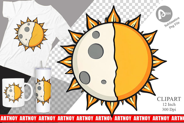 Sun and Moon Clipart Sublimation artnoy 