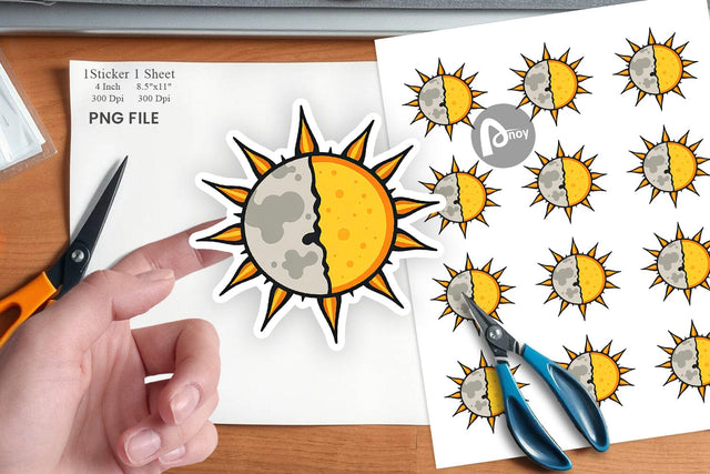 Sun and Moon Sticker Sublimation artnoy 