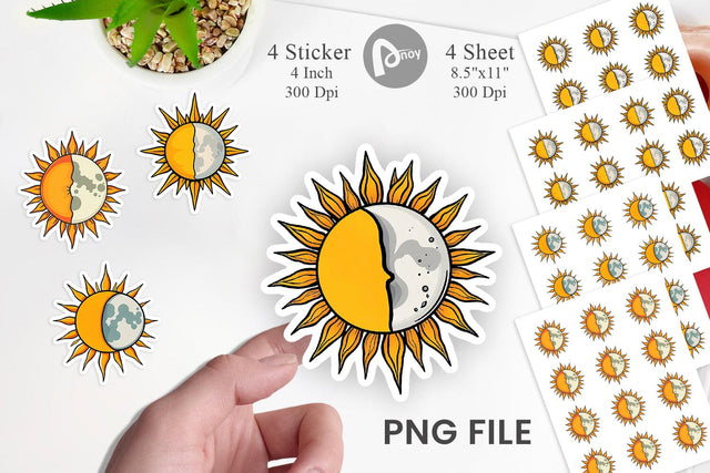 Sun and Moon Sticker Sublimation artnoy 