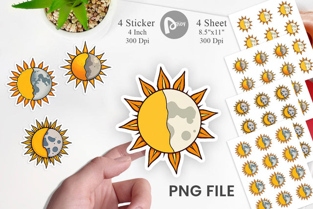 Sun and Moon Sticker Sublimation artnoy 