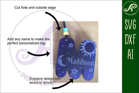 Sun and moon theme tag letter designs keychain DIGITAL SVG SVG APInspireddesigns 