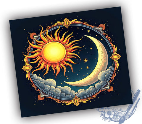 Sun and Moon Tumbler, Boho Design Tumbler, 20oz Sublimation Wrap, Celestial Art, Astrology Gift, Bohemian Drinkware, Digital Download Sublimation ToriDesigns 