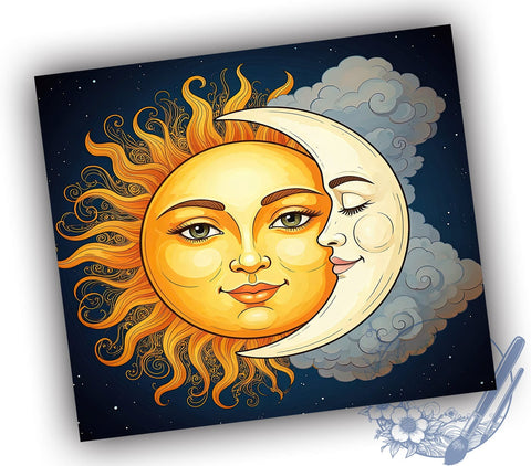 Sun and Moon Tumbler, Boho Design Tumbler, 20oz Sublimation Wrap, Celestial Art, Astrology Gift, Bohemian Drinkware, Digital Download Sublimation ToriDesigns 