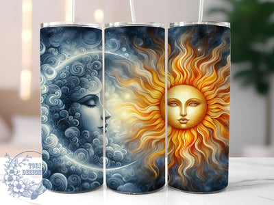 Sun and Moon Tumbler, Boho Design Tumbler, 20oz Sublimation Wrap, Celestial Art, Astrology Gift, Bohemian Drinkware, Digital Download Sublimation ToriDesigns 