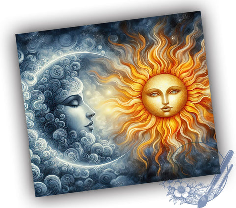 Sun and Moon Tumbler, Boho Design Tumbler, 20oz Sublimation Wrap, Celestial Art, Astrology Gift, Bohemian Drinkware, Digital Download Sublimation ToriDesigns 