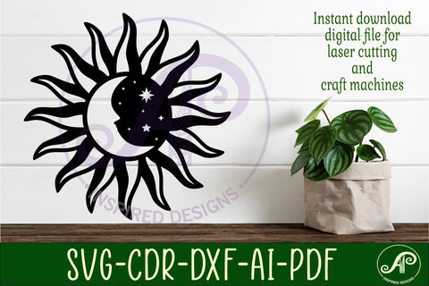 Sun and moon wall art sign, SVG file SVG APInspireddesigns 