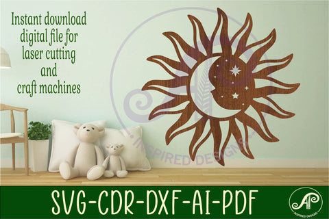 Sun and moon wall art sign, SVG file SVG APInspireddesigns 
