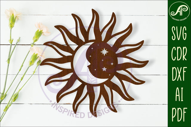 Sun and moon wall art sign, SVG file SVG APInspireddesigns 