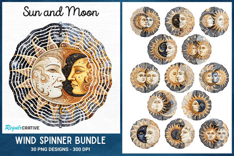 Sun and Moon Wind Spinner Bundle Sublimation Regulrcrative 