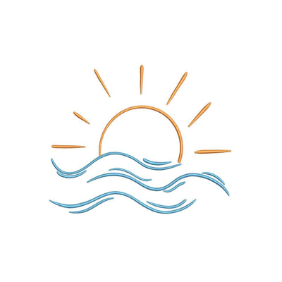 Sun and Ocean Waves Machine embroidery design, 5 sizes, Instant download Embroidery/Applique DESIGNS Nino Nadaraia 