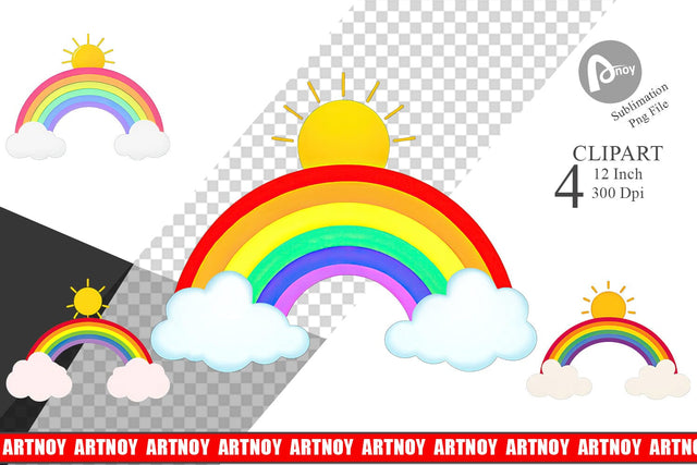 Sun and Rainbow Clipart Sublimation artnoy 