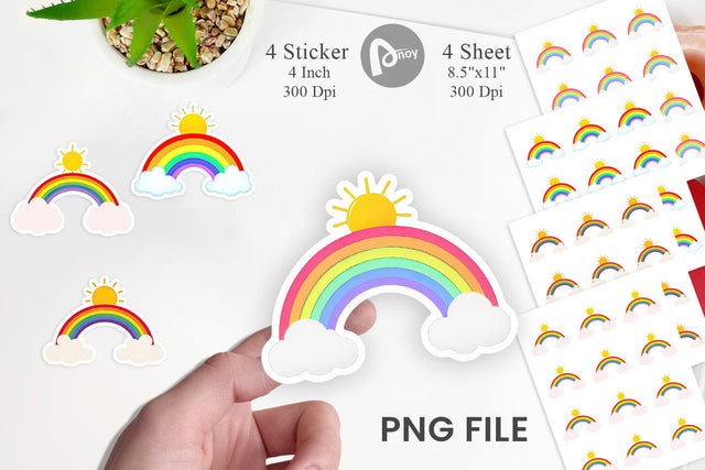 Sun and Rainbow Sticker Sublimation artnoy 